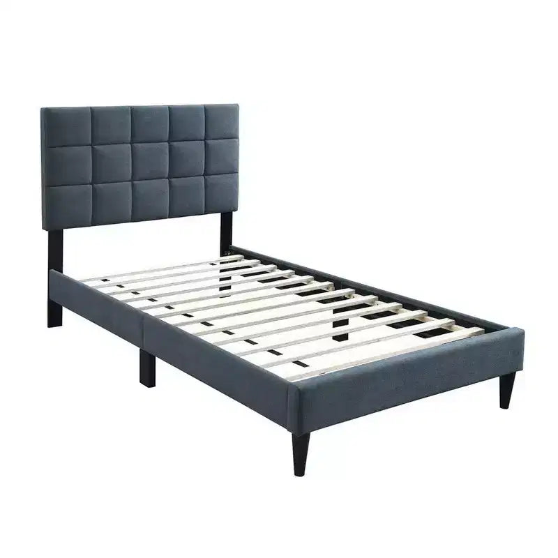Letto matrimoniale imbottito trapuntato Biscuit grigio antracite – 1 persona