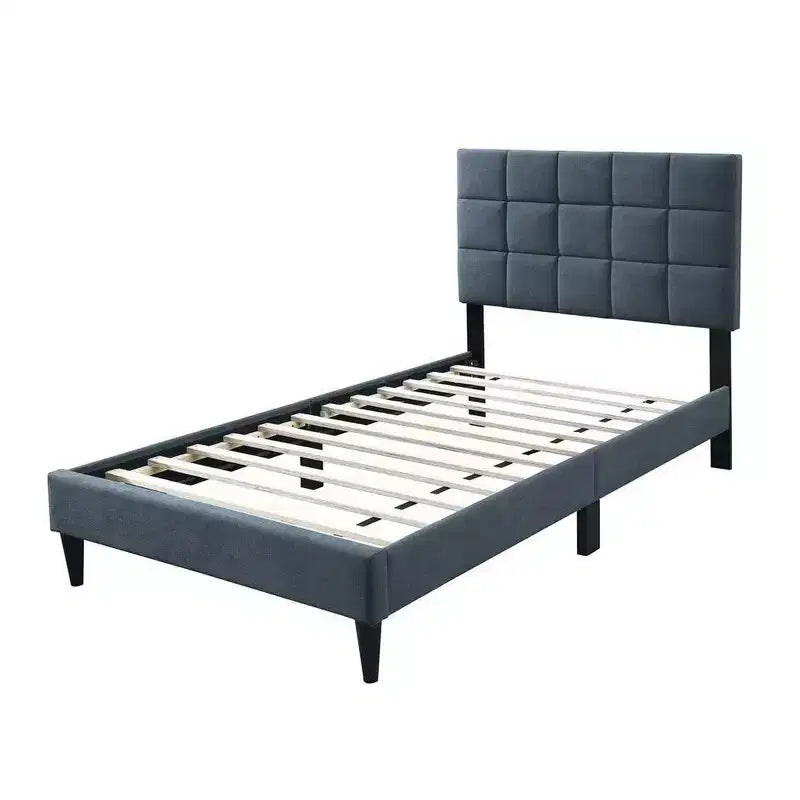 Letto matrimoniale imbottito trapuntato Biscuit grigio antracite – 1 persona