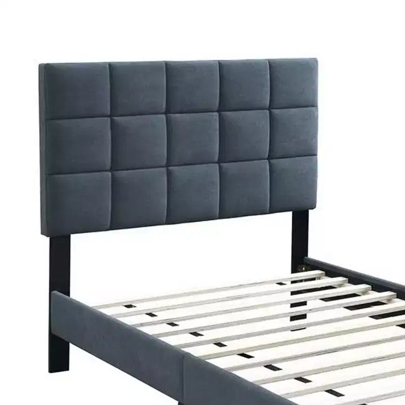 Letto matrimoniale imbottito trapuntato Biscuit grigio antracite – 1 persona