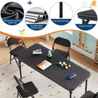 Set Tavolo Pieghevole per Bambini e 2 Sedie Beige / Nero / Grigio – Cuscino in PU, per 2+ Anni