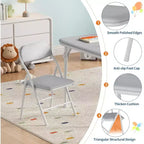 Set Tavolo Pieghevole per Bambini e 2 Sedie Beige / Nero / Grigio – Cuscino in PU, per 2+ Anni