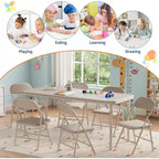 Set Tavolo Pieghevole per Bambini e 2 Sedie Beige / Nero / Grigio – Cuscino in PU, per 2+ Anni