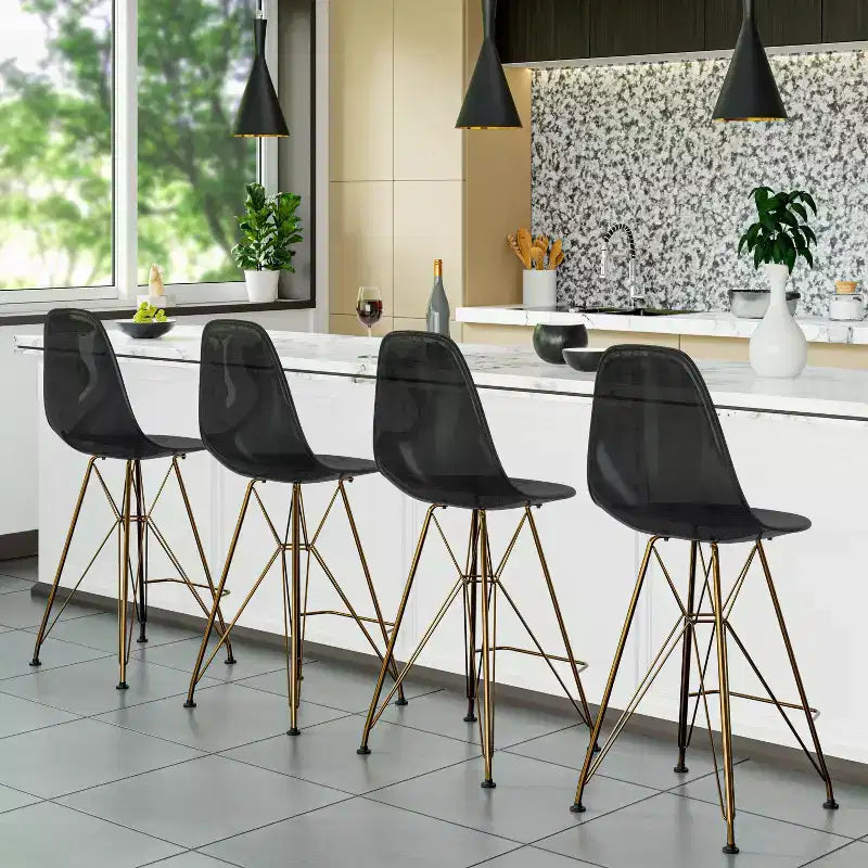 Sgabello da bar in acrilico trasparente nero / blu / rosso – Stile Mid-Century, Posti a sedere: 1