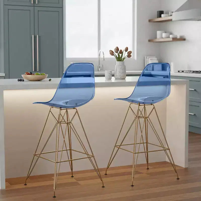 Sgabello da bar in acrilico trasparente nero / blu / rosso – Stile Mid-Century, Posti a sedere: 1