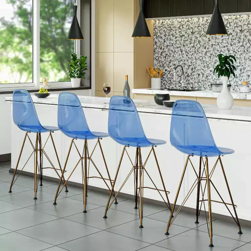 Sgabello da bar in acrilico trasparente nero / blu / rosso – Stile Mid-Century, Posti a sedere: 1