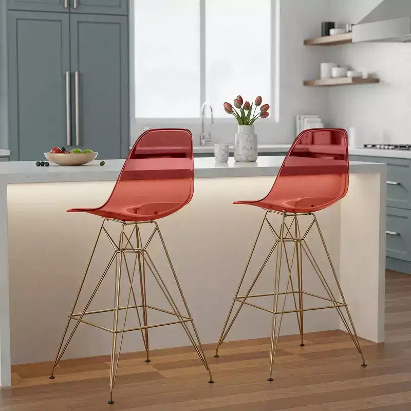 Sgabello da bar in acrilico trasparente nero / blu / rosso – Stile Mid-Century, Posti a sedere: 1