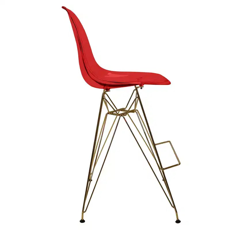 Sgabello da bar in acrilico trasparente nero / blu / rosso – Stile Mid-Century, Posti a sedere: 1