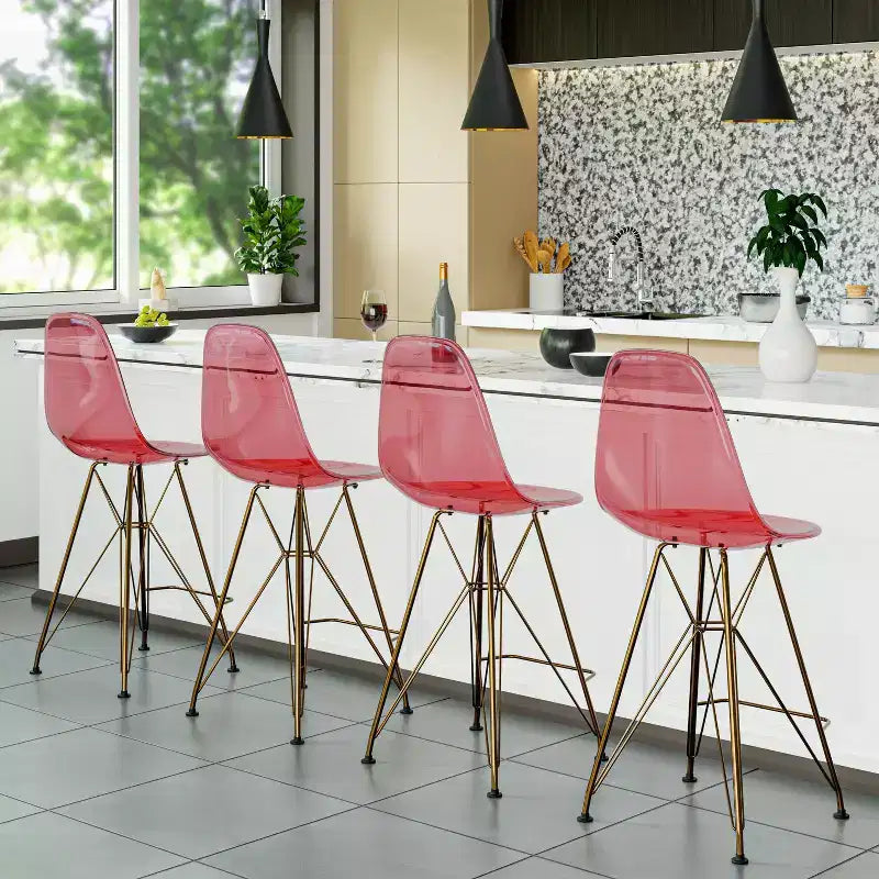 Sgabello da bar in acrilico trasparente nero / blu / rosso – Stile Mid-Century, Posti a sedere: 1