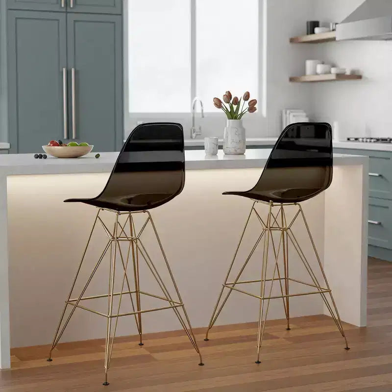 Sgabello da bar in acrilico trasparente nero / blu / rosso – Stile Mid-Century, Posti a sedere: 1