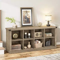 Rustic Farmhouse 8-Cube Wood Bookshelf, Freestanding Storage Cabinet with 2 Tiers for Living Room, Entryway, Office, TV Stand