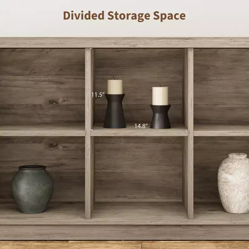 Libreria con 8 Cubi Contenitori in Legno Naturale, 2 Livelli, Stile Rustico