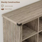 Libreria con 8 Cubi Contenitori in Legno Naturale, 2 Livelli, Stile Rustico