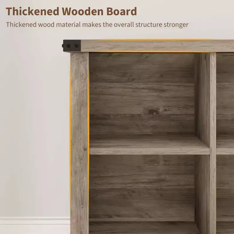 Libreria con 8 Cubi Contenitori in Legno Naturale, 2 Livelli, Stile Rustico