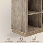 Libreria con 8 Cubi Contenitori in Legno Naturale, 2 Livelli, Stile Rustico