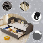Daybed gemello floreale bianco con rotelle, sponde laterali a 3 lati, per 2 persone