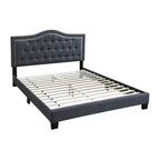 Letto a piattaforma Queen in tessuto grigio antracite – Testiera capitonné a gobba di cammello, per 1