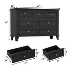 Comò nero a 7 cassetti con maniglie in metallo, finitura legno vintage – Montaggio da 1 persona