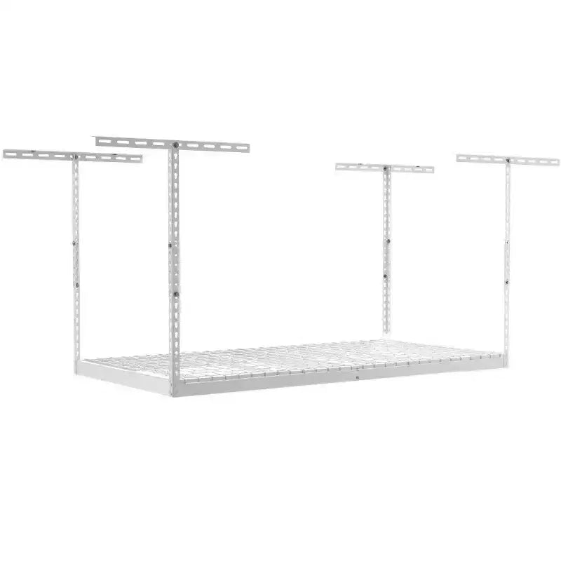 Scaffale garage da soffitto Hammertone/Acciaio bianco – Installazione a 2 persone, 60x240 cm