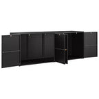 Armadio da esterno a 4 ante in polyrattan nero/grigio