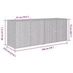 Armadio da esterno a 4 ante in polyrattan nero/grigio