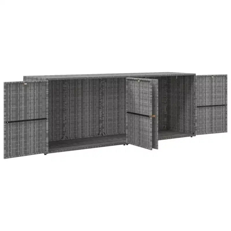 Armadio da esterno a 4 ante in polyrattan nero/grigio
