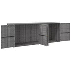 Armadio da esterno a 4 ante in polyrattan nero/grigio