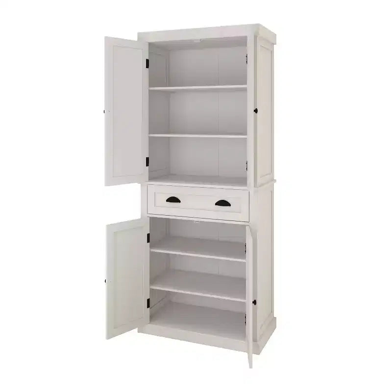 Dispensa da Cucina Autoportante MAYEERTY Bianca 71, 4 Ante 1 Cassetto 2 Ripiani Regolabili