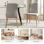 Sedia da pranzo imbottita Mid-Century Modern – Beige / Grigio / Blu scuro – Set da 4
