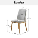 Sedia da pranzo imbottita Mid-Century Modern – Beige / Grigio / Blu scuro – Set da 4