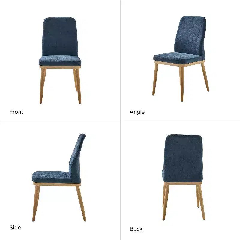 Sedia da pranzo imbottita Mid-Century Modern – Beige / Grigio / Blu scuro – Set da 4