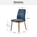 Sedia da pranzo imbottita Mid-Century Modern – Beige / Grigio / Blu scuro – Set da 4