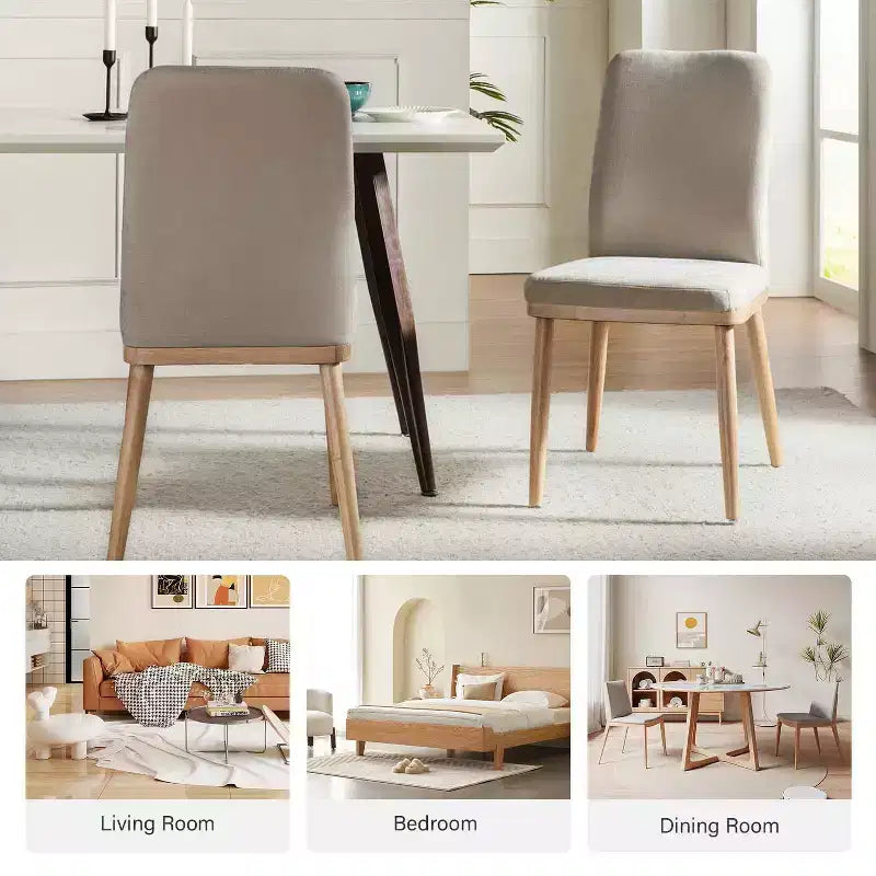 Sedia da pranzo imbottita Mid-Century Modern – Beige / Grigio / Blu scuro – Set da 4