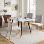 Sedia da pranzo imbottita Mid-Century Modern – Beige / Grigio / Blu scuro – Set da 4