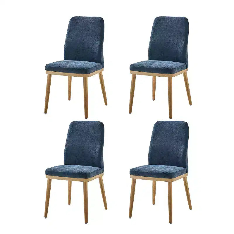Sedia da pranzo imbottita Mid-Century Modern – Beige / Grigio / Blu scuro – Set da 4