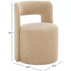 Poltrona a barilotto in velluto beige/marrone chiaro – Senza braccioli, 1 posto