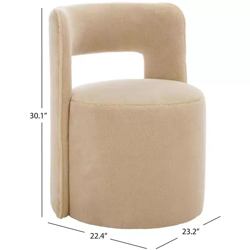 Poltrona a barilotto in velluto beige/marrone chiaro – Senza braccioli, 1 posto