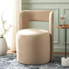 Poltrona a barilotto in velluto beige/marrone chiaro – Senza braccioli, 1 posto