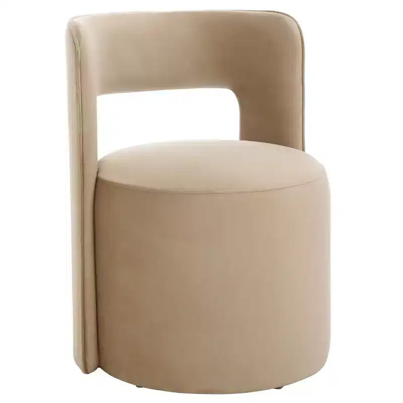 Poltrona a barilotto in velluto beige/marrone chiaro – Senza braccioli, 1 posto