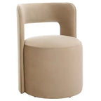 Poltrona a barilotto in velluto beige/marrone chiaro – Senza braccioli, 1 posto