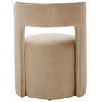 Poltrona a barilotto in velluto beige/marrone chiaro – Senza braccioli, 1 posto