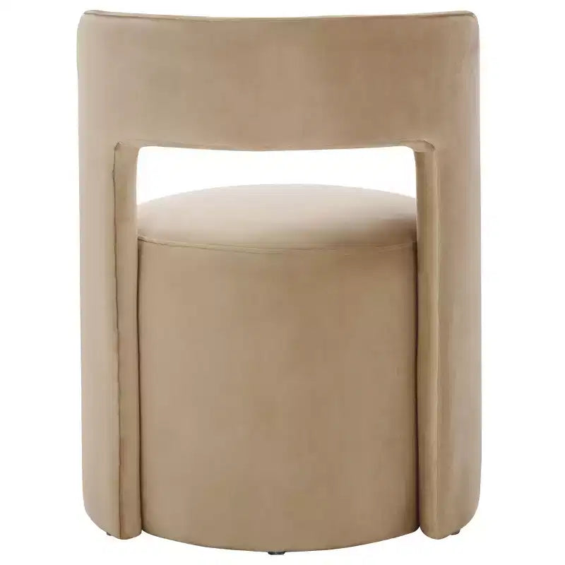Poltrona a barilotto in velluto beige/marrone chiaro – Senza braccioli, 1 posto