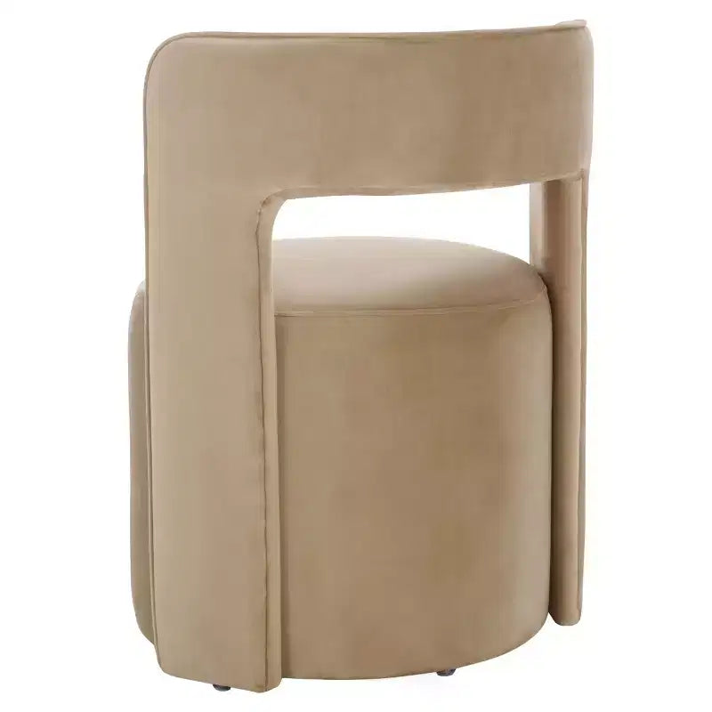 Poltrona a barilotto in velluto beige/marrone chiaro – Senza braccioli, 1 posto