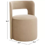 Poltrona a barilotto in velluto beige/marrone chiaro – Senza braccioli, 1 posto