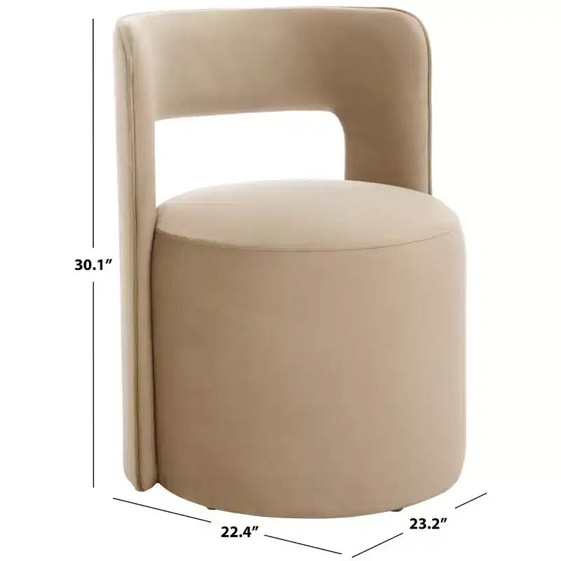Poltrona a barilotto in velluto beige/marrone chiaro – Senza braccioli, 1 posto