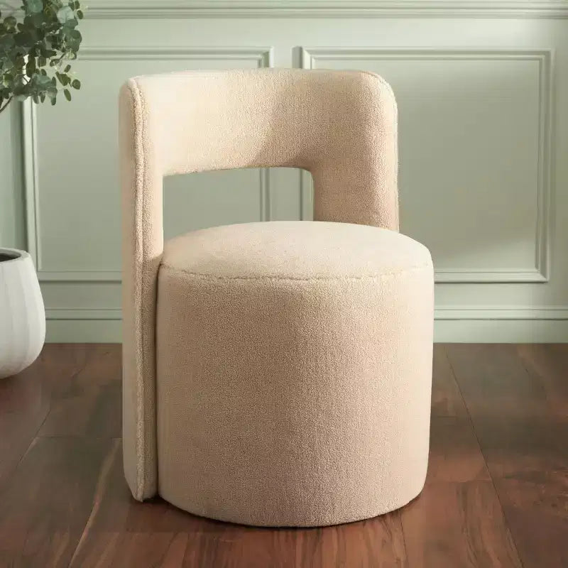 Poltrona a barilotto in velluto beige/marrone chiaro – Senza braccioli, 1 posto