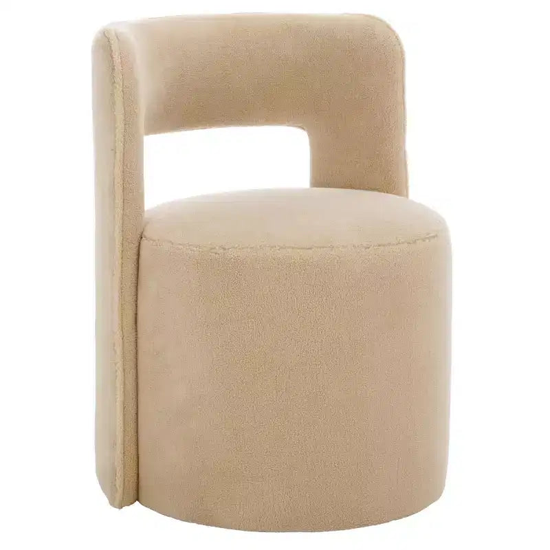 Poltrona a barilotto in velluto beige/marrone chiaro – Senza braccioli, 1 posto
