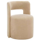 Poltrona a barilotto in velluto beige/marrone chiaro – Senza braccioli, 1 posto