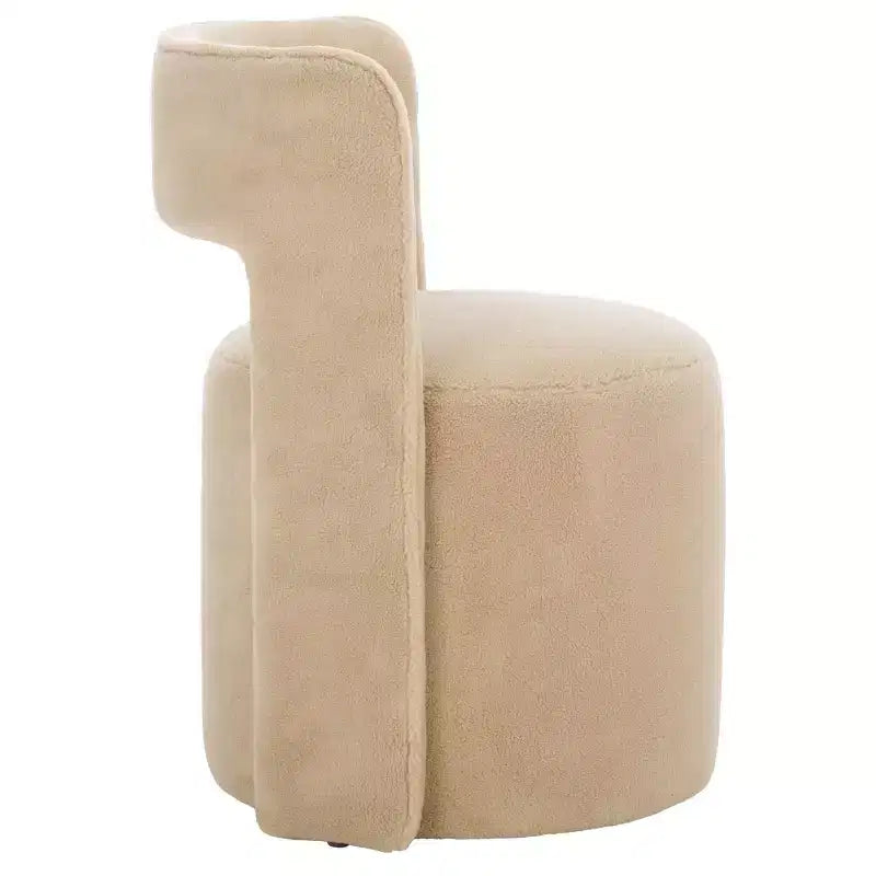 Poltrona a barilotto in velluto beige/marrone chiaro – Senza braccioli, 1 posto