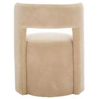 Poltrona a barilotto in velluto beige/marrone chiaro – Senza braccioli, 1 posto
