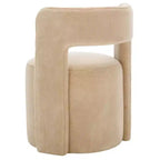Poltrona a barilotto in velluto beige/marrone chiaro – Senza braccioli, 1 posto